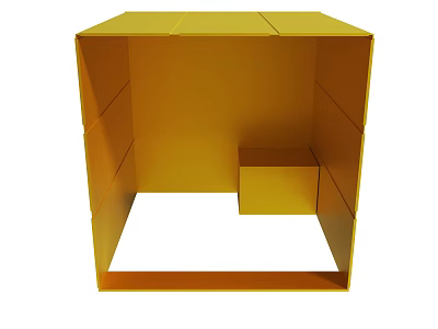 Yellow Geometric Cube Structure Featuring Interior Small Cube Design Elements 3d model