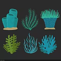 Blue Green Ocean Plant Coral Shaped Wall Decor With Various Designs