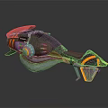 Futuristic Green And Orange Motorcycle With Silver Exhaust And Unique Stylish Design