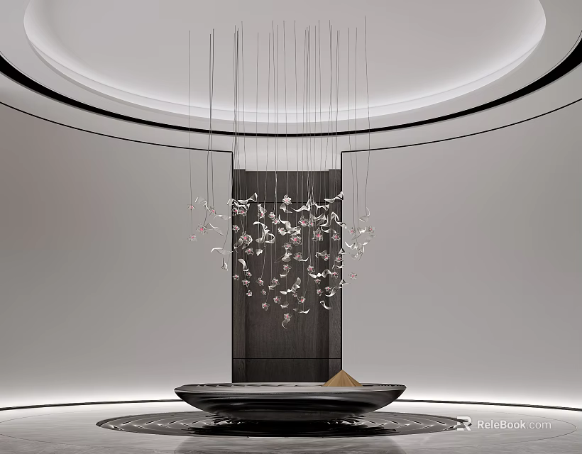 Artistic Modern Marble Sculpture Carving Artwork With Intricate Details In Gallery Space 3d model 