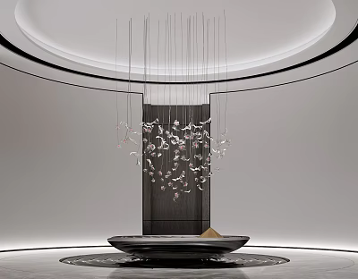 Artistic Modern Marble Sculpture Carving Artwork With Intricate Details In Gallery Space 3d model