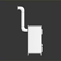 White Vertical Appliance With Curved Pipe And Dark Top Panel Design 3d model