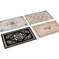 Square Rugs With Various Decorative Patterns And Different Colors On Wooden Floor