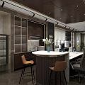 Modern Boutique Store Interior With White Sofas Coffee Table Bookshelves Glass Partitions And Chandeliers
