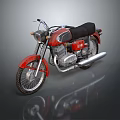 Vintage Red Motorcycle With Black Seat Silver Exhaust And Classic Design