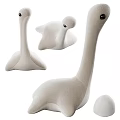 Two White Ostrich Plush Figurines With Soft Fluffy Base And Decorative Eggs 3d model