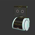 Modern Service Robot With Screen Eyes And Black White Wheel Design