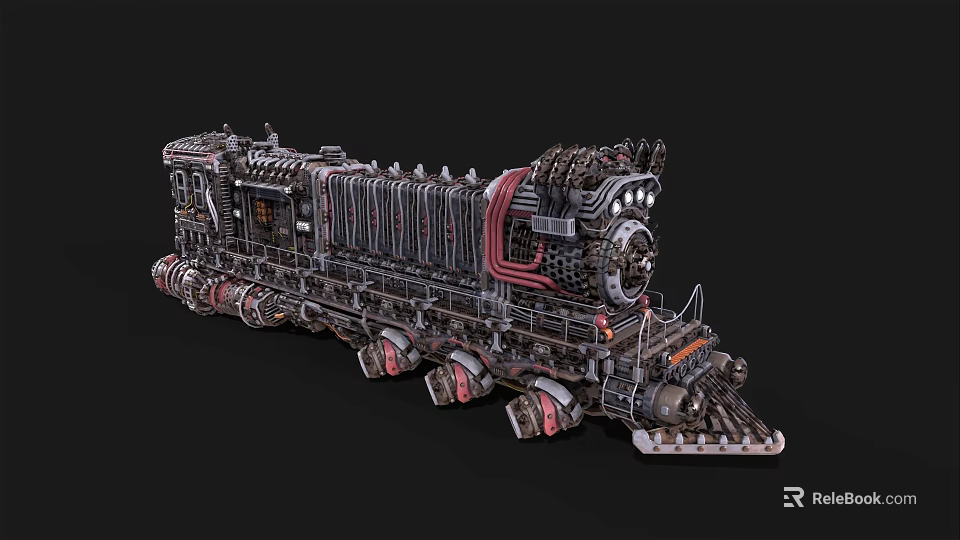Vintage Steam Train With Intricate Mechanical Design And Industrial Metal Parts 3d model 