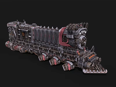 Vintage Steam Train With Intricate Mechanical Design And Industrial Metal Parts 3d model