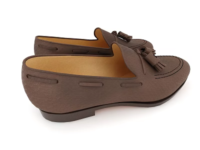 Brown Leather Loafers With Tassels Classic Design Comfortable Casual Shoes 3d model