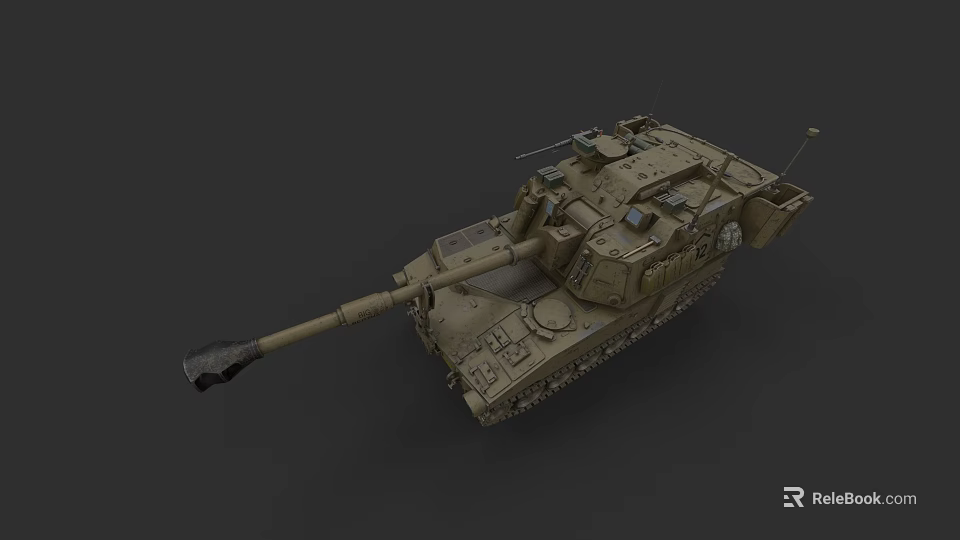 3D Model Main Battle Tank Military Weapon With Armored Hull And Long Cannon 3d model 