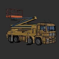 Yellow Telescopic Boom Utility Vehicle With Aerial Work Platform And Guardrail