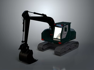 MAX Brand Green Construction Excavator With Tracked Undercarriage Operator Cab And Hydraulic Boom 3d model