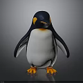 Cute 3D Penguin With Black And White Feathers Orange Beak And Feet