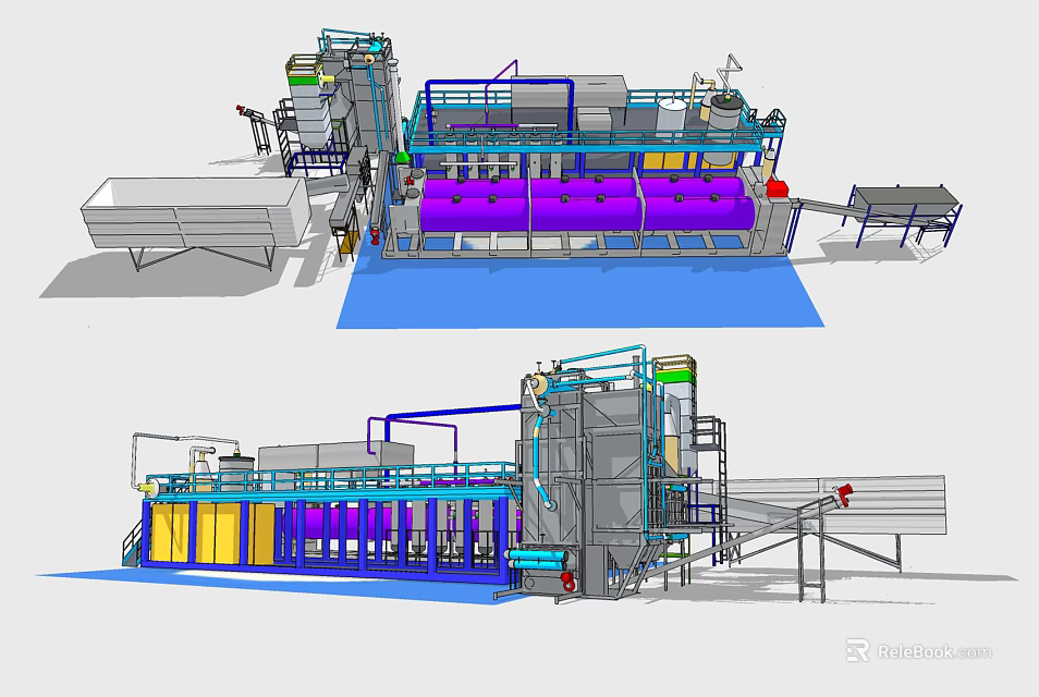 Industrial Equipment Production Line With Multi Component Machinery And 3D Model Structure 3d model 