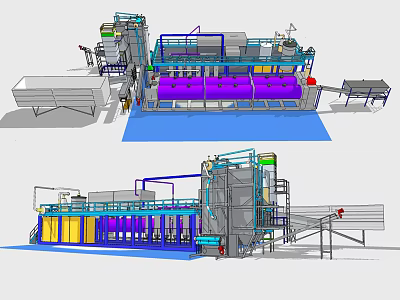 Industrial Equipment Production Line With Multi Component Machinery And 3D Model Structure 3d model