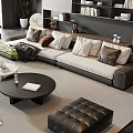 Italian Multiplayer Leather Sofa Combination 3d model