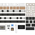 Various Style Switch Panels With White Beige Black Colors Sockets And Control Units 3d model