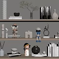 Decorative Ornament Combinations With Shelves Books Vases Small Sculptures And Plants