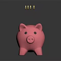 Pink Piggy Bank With Gold Coins Falling Above Its Surface