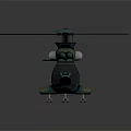 Teal Vintage Helicopter With Rotors Fuselage Windows And Landing Gear Details