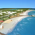 Aerial View Planning of Coastal Beach Area With Buildings Roads and Green Spaces