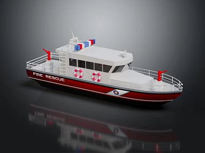 CAR MARITIME Vessel With White Hull Red Bottom Railed Deck And Lifebuoys 3d model