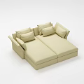 Beige Sectional Sofa With Multiple Cushions For Comfortable Living Room Seating 3d model