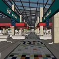 Supermarket Department Store Open Interior With Colorful Tiled Floor Shelves And Ceiling