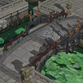 Chinese-style Stone Baluster Bridge 3d model