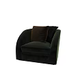 Elegant Green Velvet Accent Chair With Brown And Navy Blue Cushions
