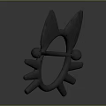 Sculpture Carving of Cat Ear Shaped Brooch with Hollow Ears Circular Body and Metal Material