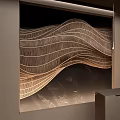 Modern Wall Decor With Wavy Wooden Texture And Gray Background Design 3d model