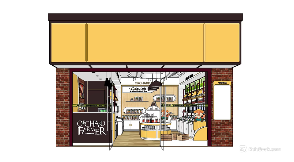 Ocean Farmer Retail Grocery Store Interior With Well Stocked Shelves And Product Displays 3d model 
