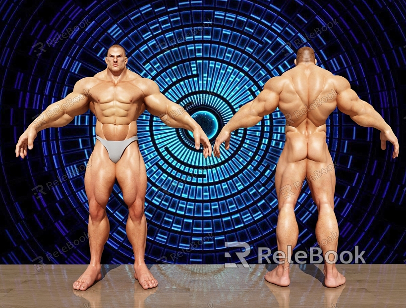 Modern Man Muscle Male Model Fitness Coach Human Body model