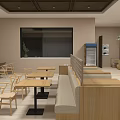 Modern Minimalist Noodle Shop Facade With Wooden Strips And Glass Doors