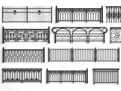 Decorative Iron Fence Designs With Various Ornate Patterns And Intricate Metal Details 3d model