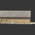 Traditional Rural Building With Red Brick Walls Gray Tiled Roof And Wooden Siding