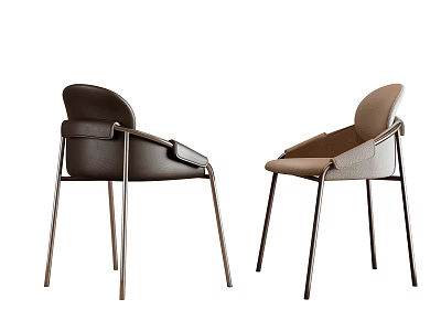 Modern Stylish Dining Chairs With Metal Legs And Two Tone Upholstered Seats 3d model