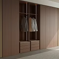 Modern Wooden Wardrobe Interior With Open Hanging Space And Drawers Design