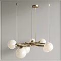 Modern Gold Chandelier With Circular Rings And White Spherical Shades For Interior Design