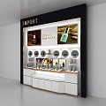 Modern Display Shelf With Circular Sections For Cosmetic Product Display And Countertop