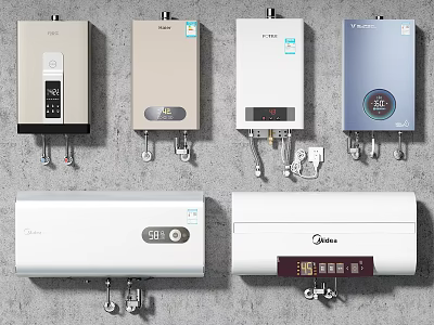 Modern Household Electrical Water Heaters With Wall Mounted Design And Different Styles 3d model