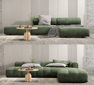 Modern corner sofa coffee table combination 3d model