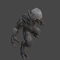 Game Movie Monster Character With Muscular Body Skeletal Head And Textured Skin