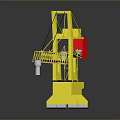 Yellow Functional Tower Crane Vehicle With Boom Structure And Red Industrial Component 3d model