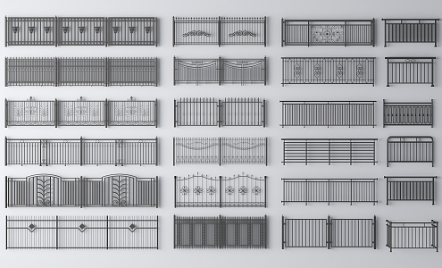 Wrought Iron Railing Guardrail Fence Wrought Iron Fence Protective Fence Railing Guardrail 3d model