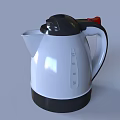 Glossy Modern Electric Kettle White Black Body With Red Handle Kitchen Appliance