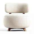 Modern Cream Colored Accent Chair With Textured Fabric And Wooden Legs
