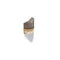 Elegant Modern Wall Sconce Featuring Transparent Vertical Glass Rods and Gold Band